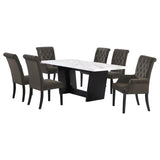 Sherry 7-piece Rectangular Marble Top Dining Table Set Brown - 115511-S7BV