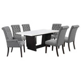 Sherry 7-piece Rectangular Marble Top Dining Table Set Grey - 115511-S7G