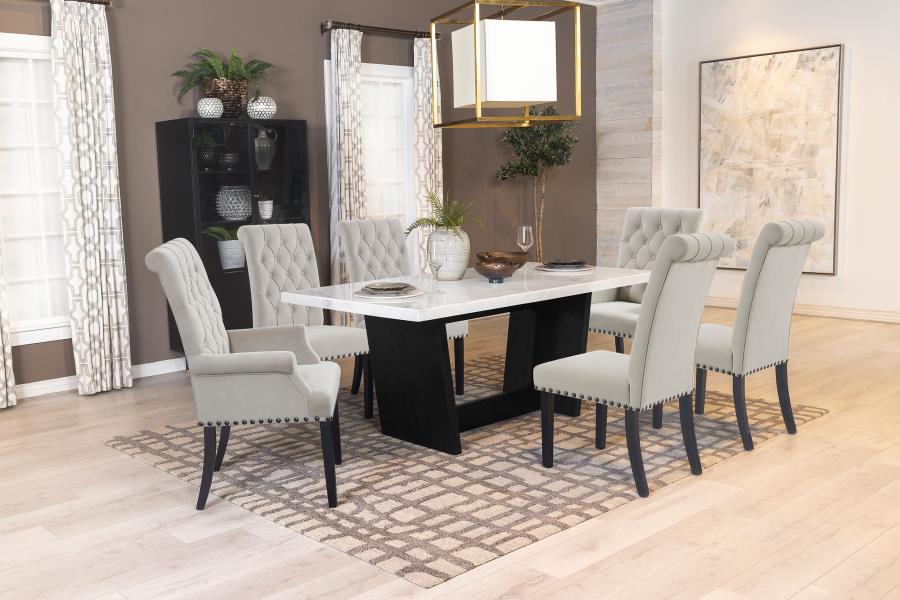 Sherry 7-piece Rectangular Marble Top Dining Table Set Sand - 115511-S7S