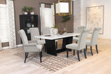 Sherry 7-piece Rectangular Marble Top Dining Table Set Sand - 115511-S7S