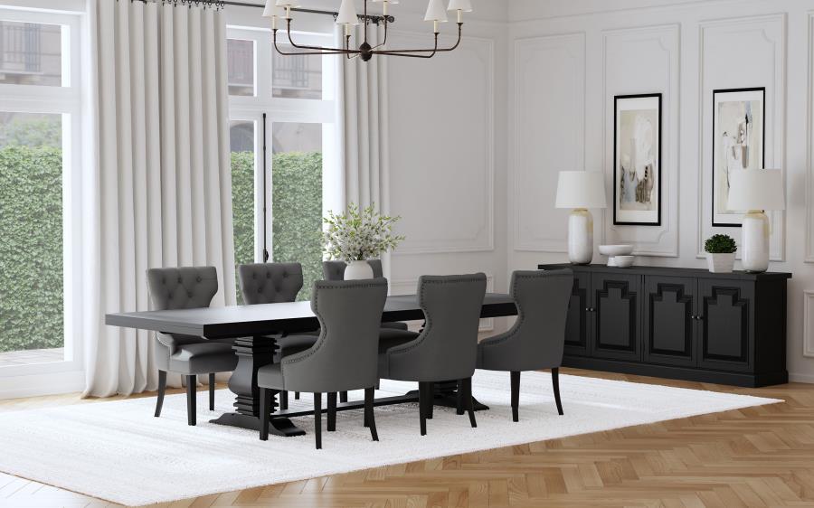 Florence 7-piece 126-inch Extension Dining Table Set Grey - 115531-S7G