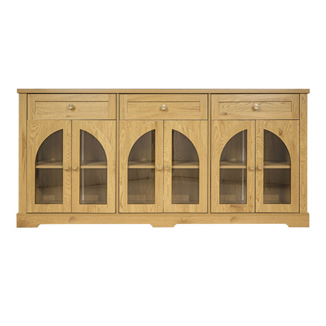 Sideboard Cabinet With 3 Drawers And 6 Arched Glass Doors