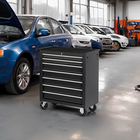 7 Drawer Rolling Tool Chest With Wheels, Multifunctional Tool Box And Storage