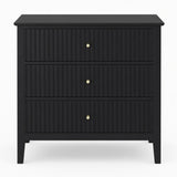 Fluted 3 Drawer Nightstand With Soft Close Slides