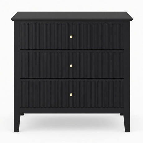 Fluted 3 Drawer Nightstand With Soft Close Slides
