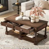 Coffee Table With 2 Storage Drawers & Lower Open Shelf