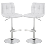 Lenny Upholstered Adjustable Bar Stool White (Set of 2) - 120356