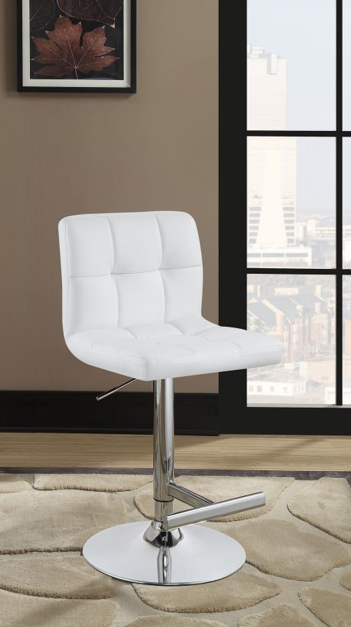 Lenny Upholstered Adjustable Bar Stool White (Set of 2) - 120356