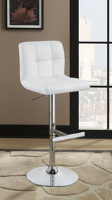 Lenny Upholstered Adjustable Bar Stool White (Set of 2) - 120356