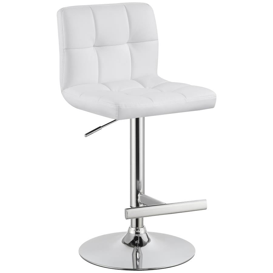 Lenny Upholstered Adjustable Bar Stool White (Set of 2) - 120356