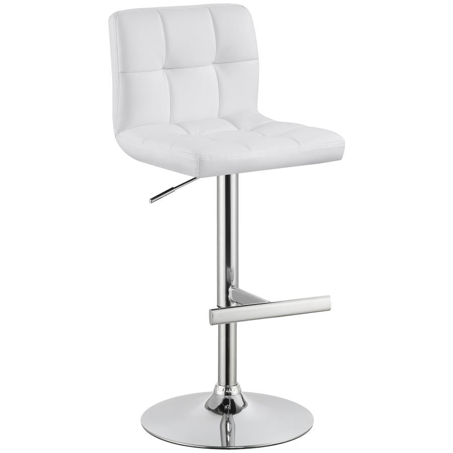Lenny Upholstered Adjustable Bar Stool White (Set of 2) - 120356