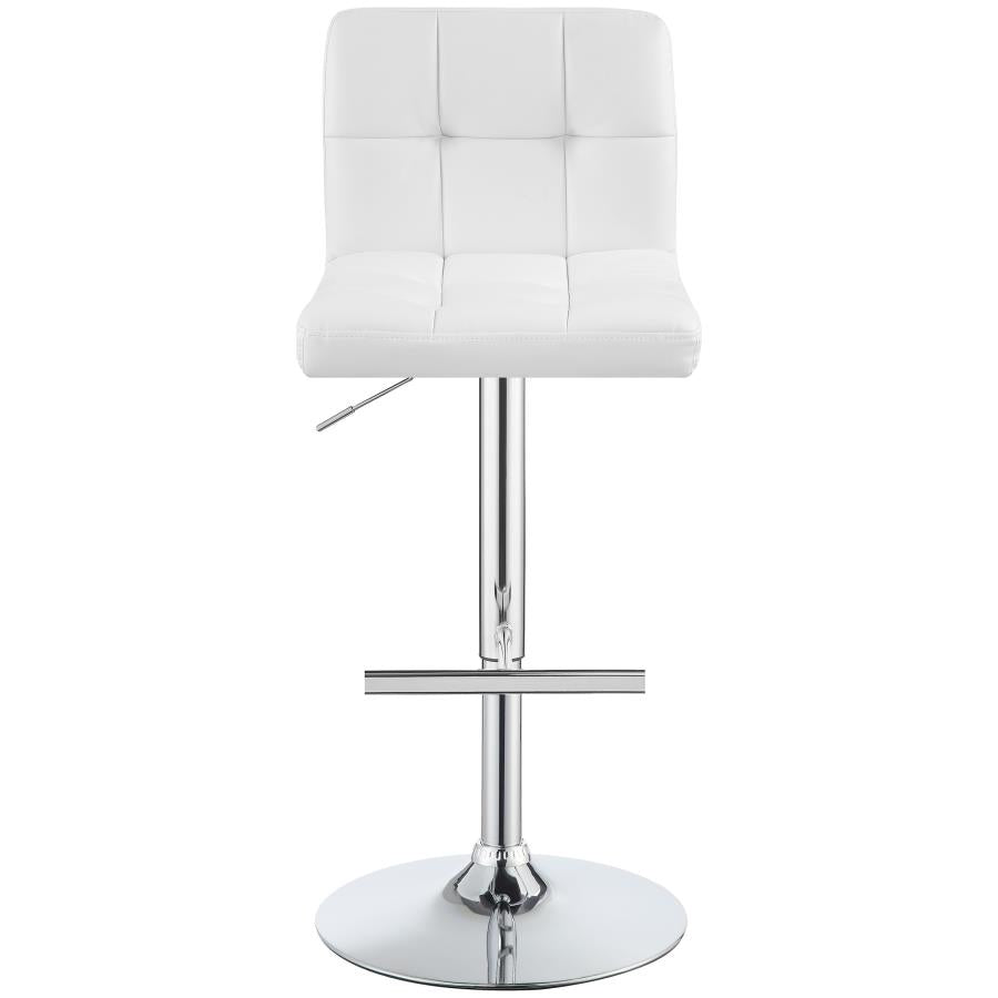 Lenny Upholstered Adjustable Bar Stool White (Set of 2) - 120356