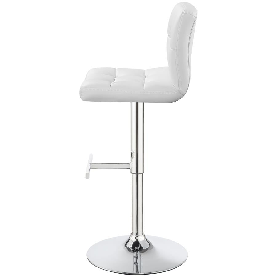 Lenny Upholstered Adjustable Bar Stool White (Set of 2) - 120356