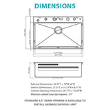 30" Single Bowl Kitchen Sink With Smart LED Faucet