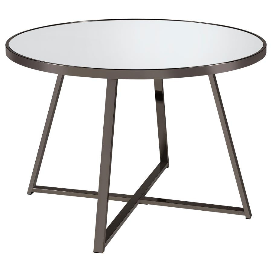 Jillian Round 45-inch Mirror Top Dining Table Black Nickel - 120630