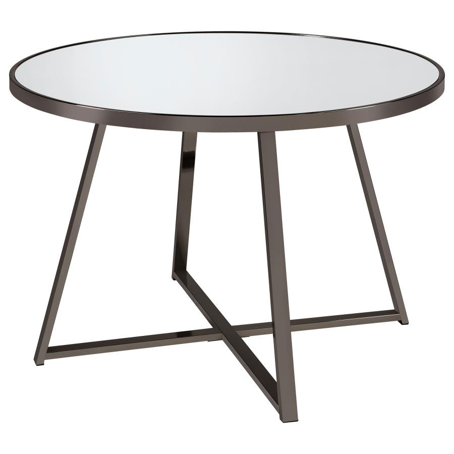 Jillian Round 45-inch Mirror Top Dining Table Black Nickel - 120630