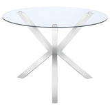 Vance Round 41-inch Glass Top Asterisk Dining Table Chrome - 120760