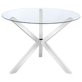 Vance Round 41-inch Glass Top Asterisk Dining Table Chrome - 120760