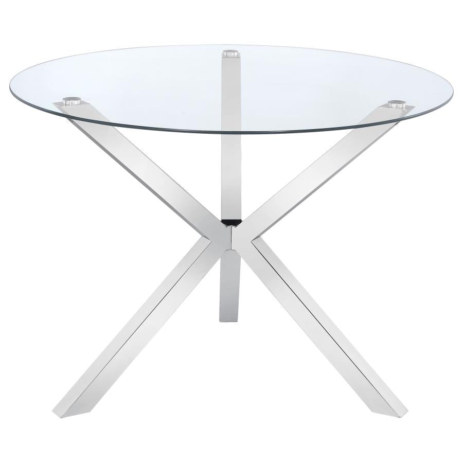 Vance Round 41-inch Glass Top Asterisk Dining Table Chrome - 120760
