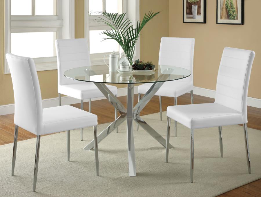 Vance Round 41-inch Glass Top Asterisk Dining Table Chrome - 120760