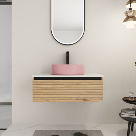Wall Mounted Bathroom Vanity With Art Sink & 1 Soft Close Drawer