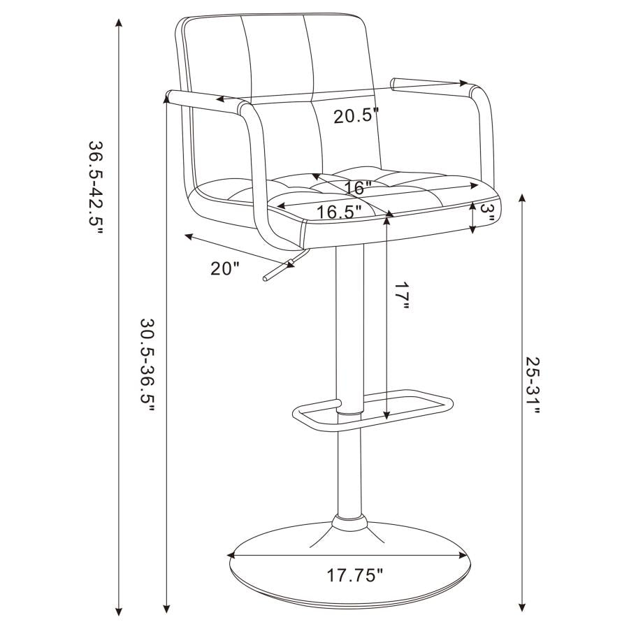 Palomar Adjustable Height Bar Stool White and Chrome - 121097