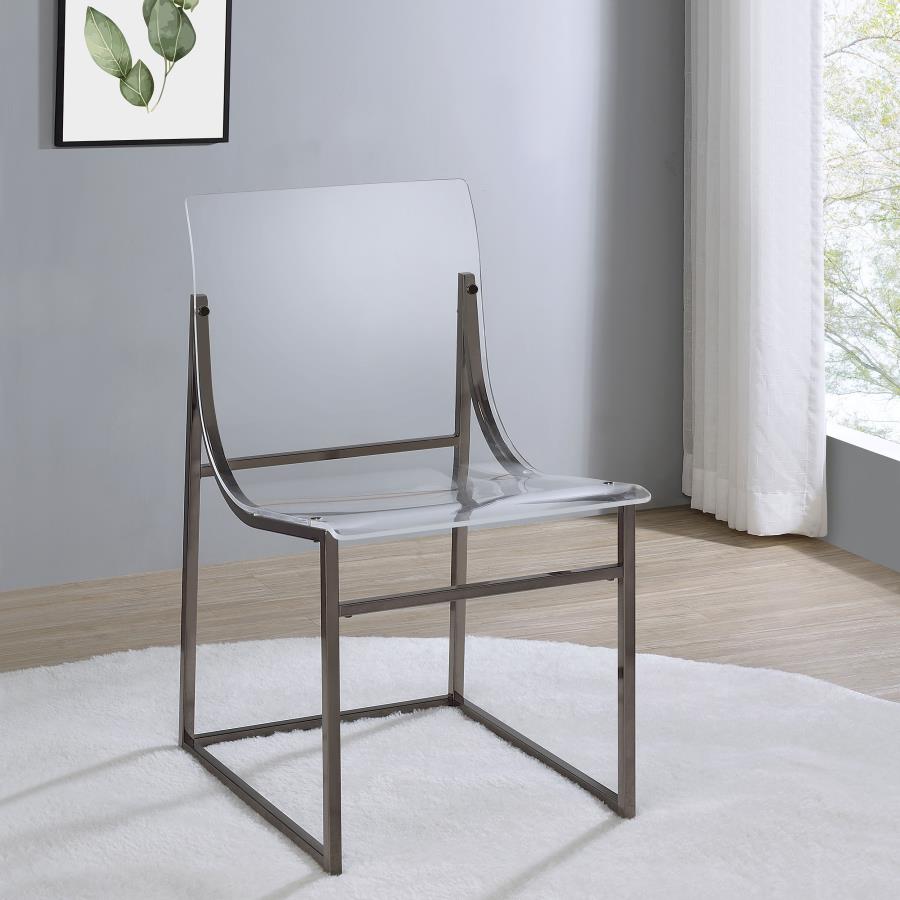 Adino Acrylic Dining Side Chair Black Nickel (Set of 2) - 121142