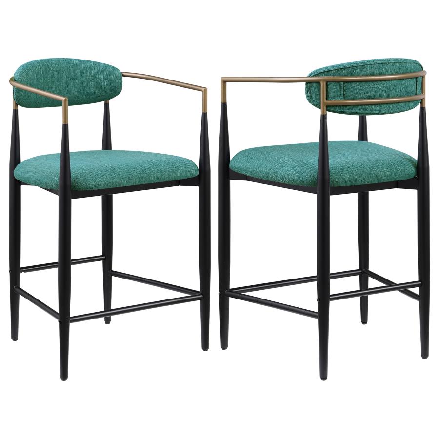 Tina Fabric Upholstered Counter Chair Green (Set of 2) - 121185