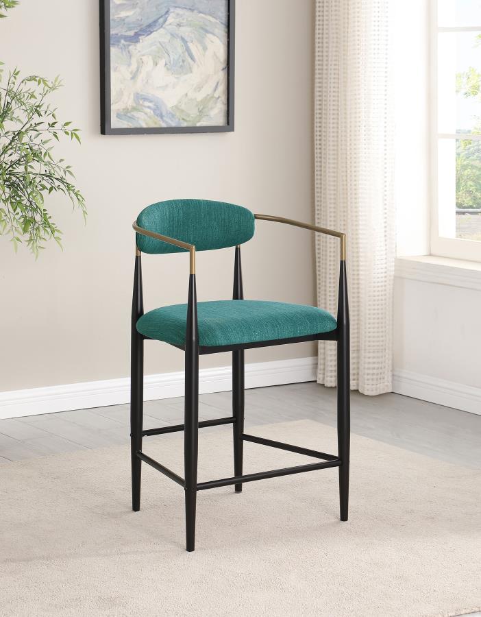 Tina Fabric Upholstered Counter Chair Green (Set of 2) - 121185