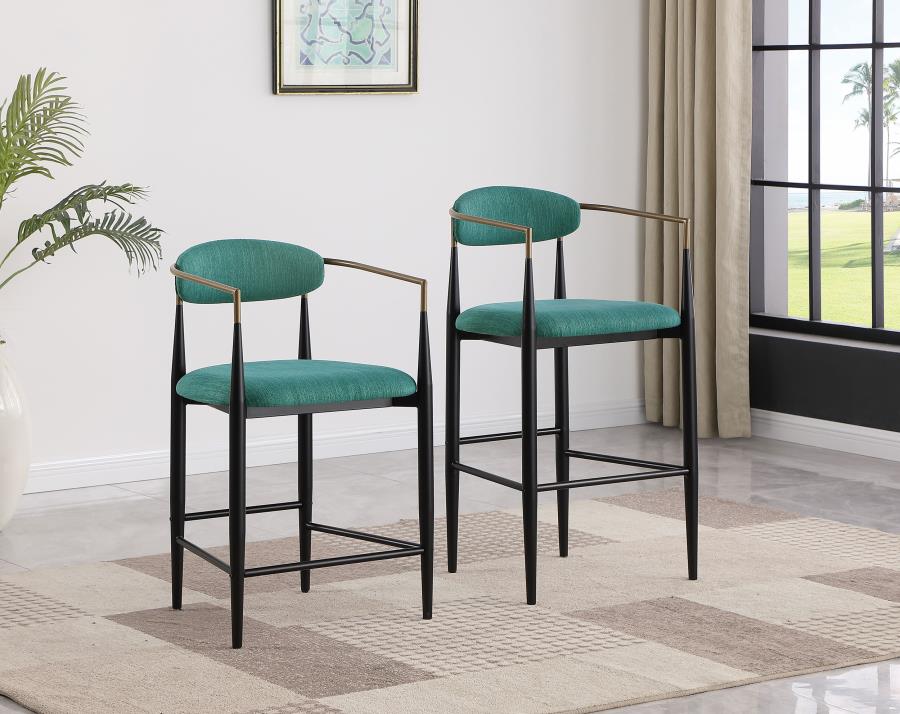 Tina Fabric Upholstered Bar Chair Green (Set of 2) - 121188