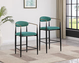 Tina Fabric Upholstered Bar Chair Green (Set of 2) - 121188