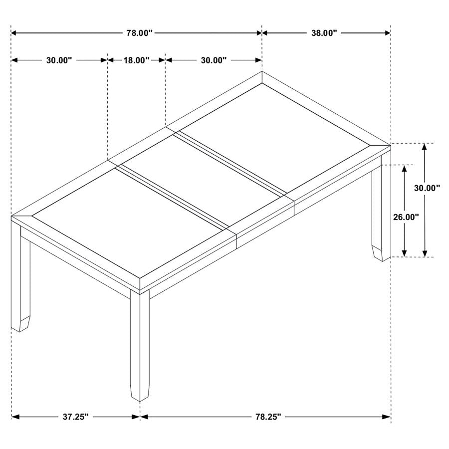 Elodie Rectangular 78-inch Extension Leaf Dining Table Black - 121221