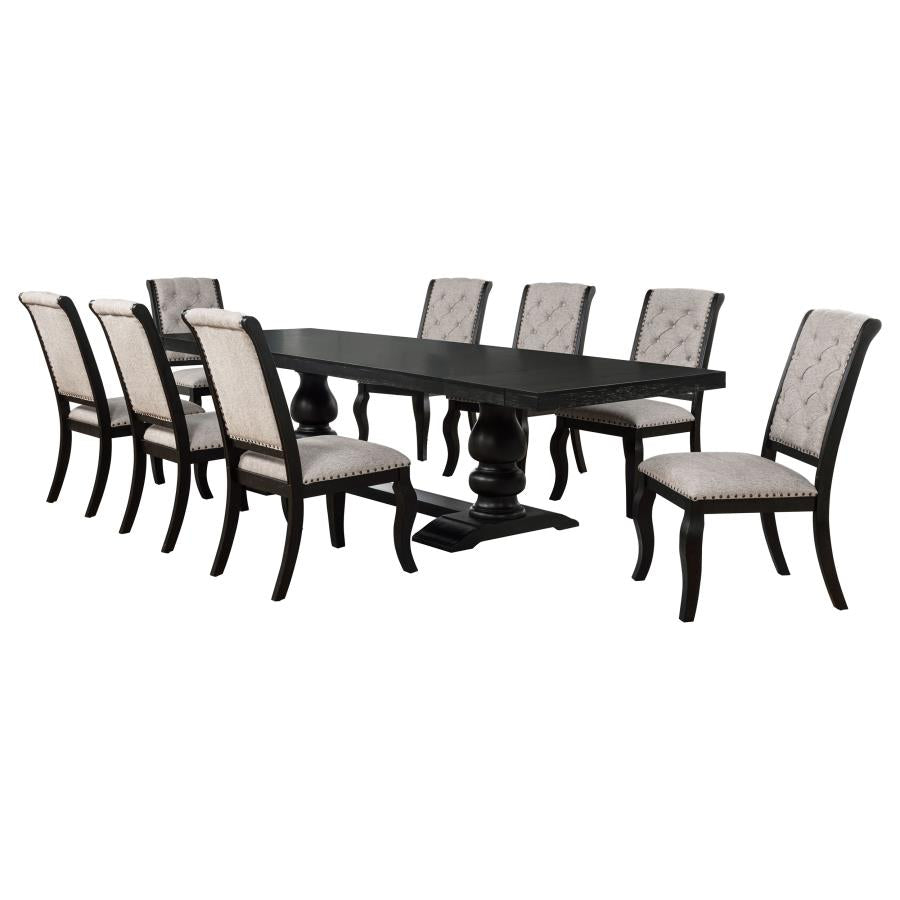Phelps 9-piece Rectangular Dining Table Set Distressed Noir - 121231-S9C