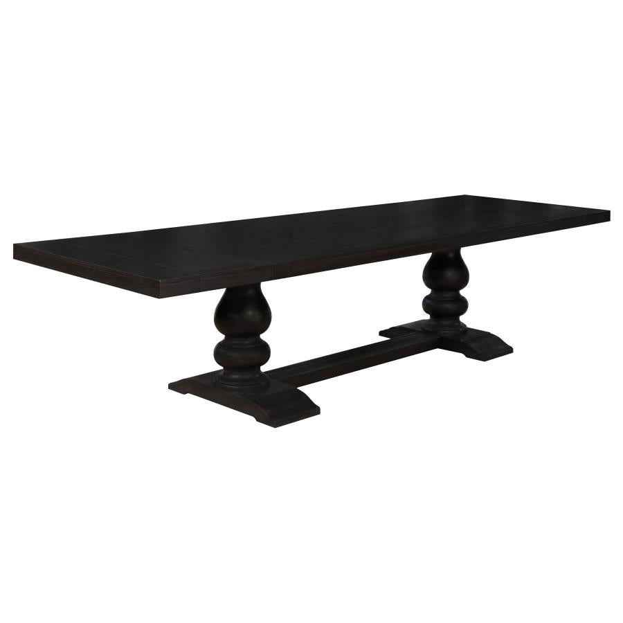 Phelps 123-inch Extension Leaf Dining Table Distressed Noir - 121231