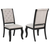 Phelps Upholstered Dining Side Chair Tan Distressed Noir (Set of 2) - 121232