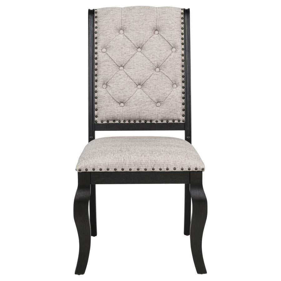 Phelps Upholstered Dining Side Chair Tan Distressed Noir (Set of 2) - 121232