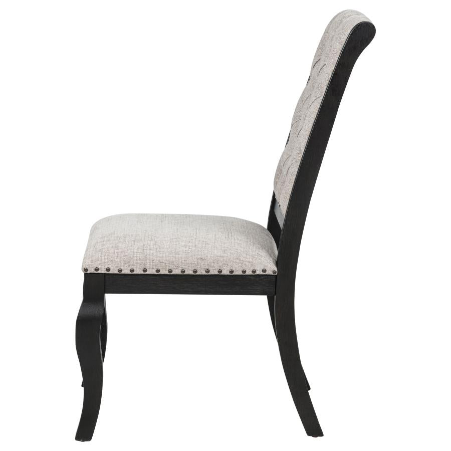 Phelps Upholstered Dining Side Chair Tan Distressed Noir (Set of 2) - 121232