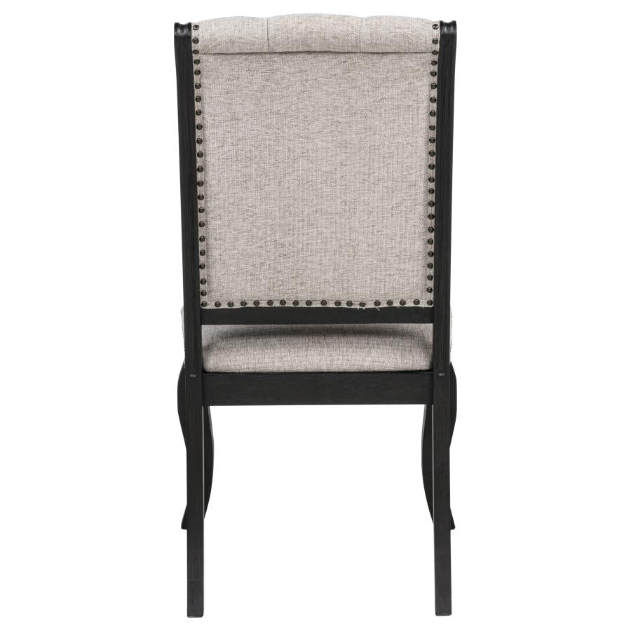 Phelps Upholstered Dining Side Chair Tan Distressed Noir (Set of 2) - 121232