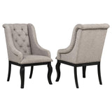 Phelps Upholstered Dining Arm Chair Tan Distressed Noir (Set of 2) - 121233