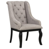 Phelps Upholstered Dining Arm Chair Tan Distressed Noir (Set of 2) - 121233