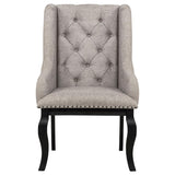 Phelps Upholstered Dining Arm Chair Tan Distressed Noir (Set of 2) - 121233