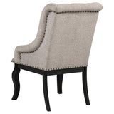 Phelps Upholstered Dining Arm Chair Tan Distressed Noir (Set of 2) - 121233