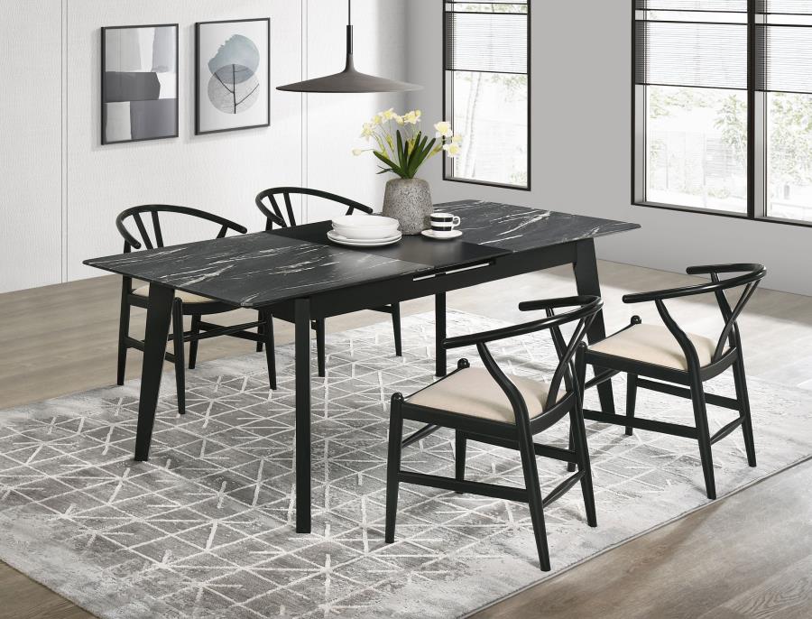 Crestmont 5-piece Extension Leaf Dining Table Set Black - 121251-S5