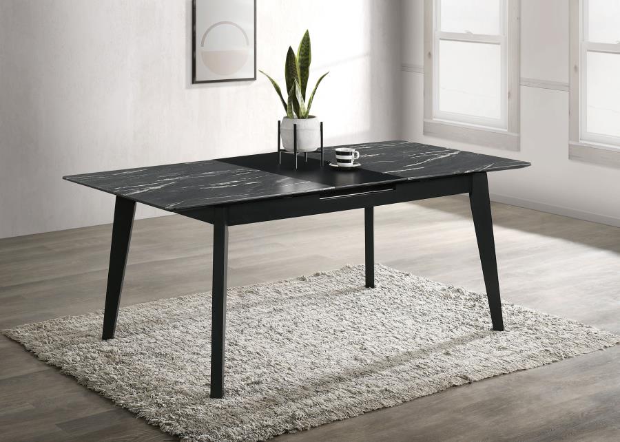 Crestmont 78-inch Extension Dining Table Black Faux Marble - 121251