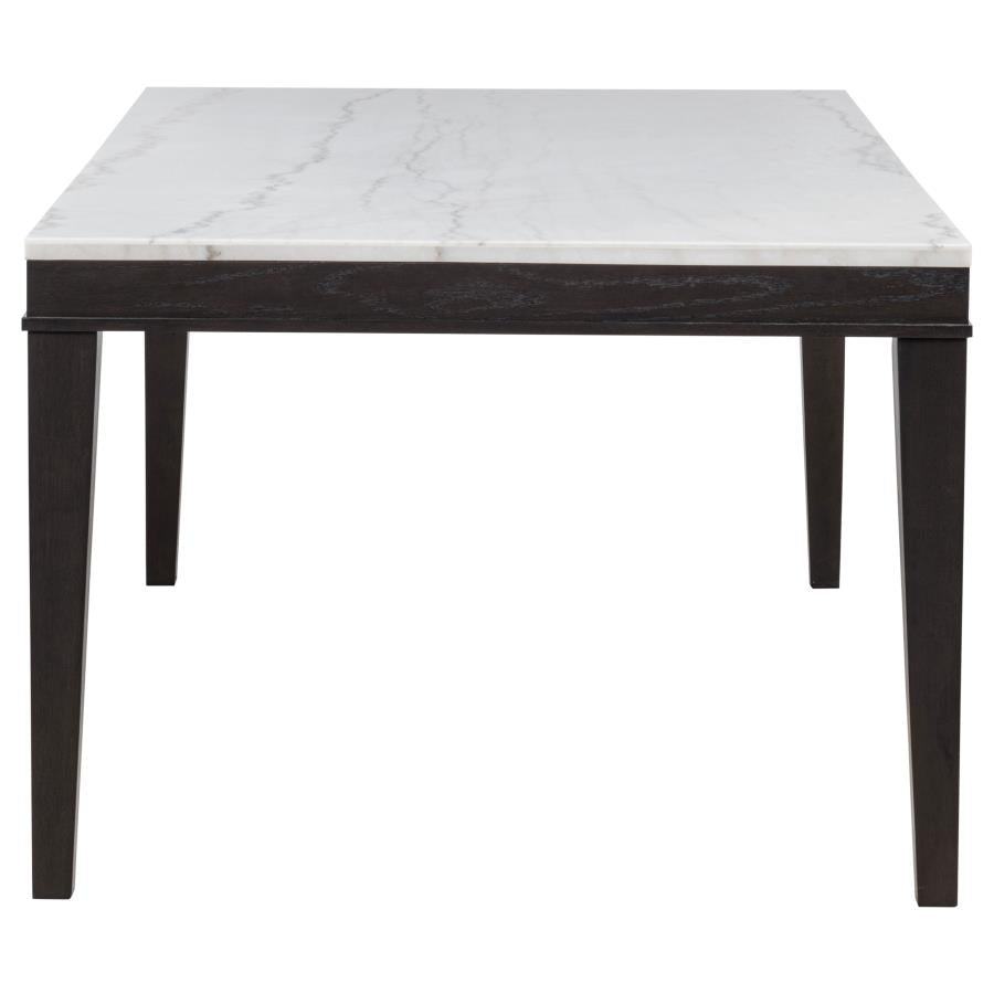Averill 7-piece White Marble Top Dining Set Dark Grey and Coffee Bean - 121291-S7G