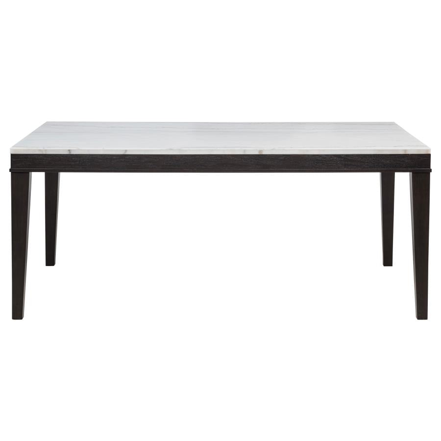 Averill 72-inch Rectangular White Marble Top Dining Table Coffee Bean - 121291