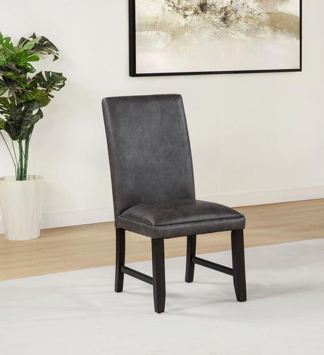 Averill Faux Leather Upholstered Dining Side Chair Dark Grey (Set of 2) - 121292GRY