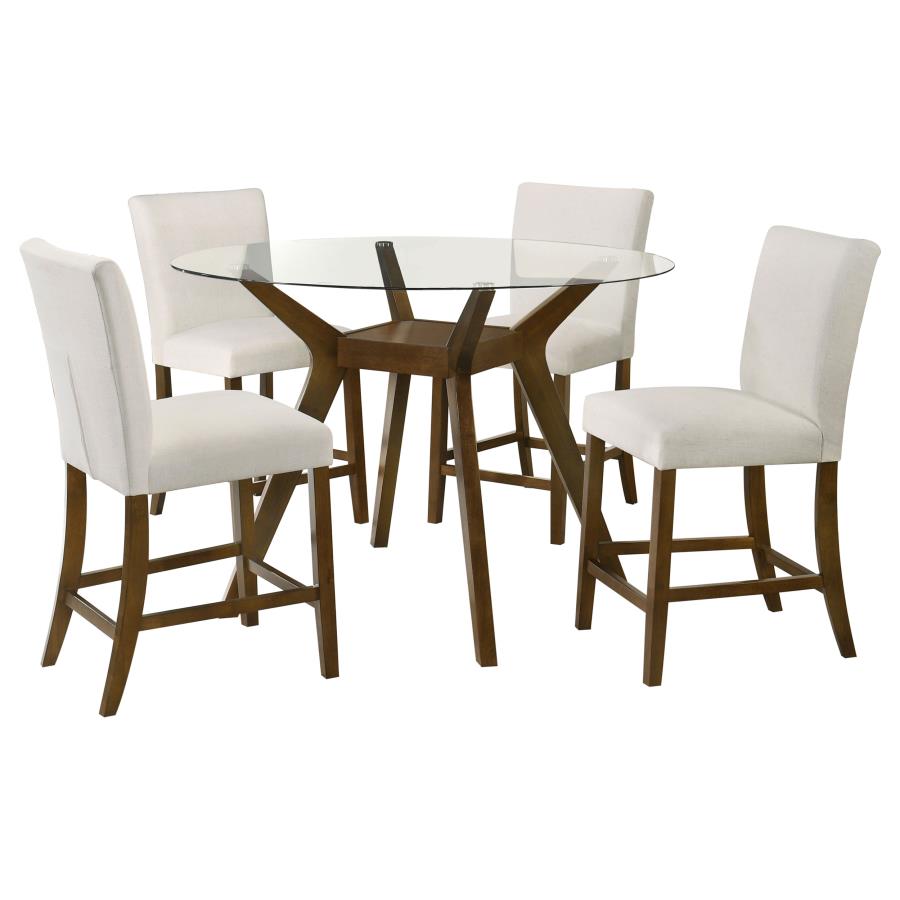 Paxton 5-piece Round Glass Top Counter Height Dining Set Beige - 122178-S5BGE