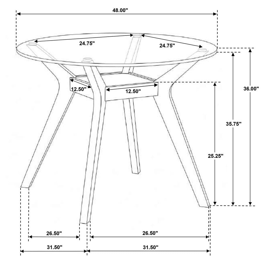 Paxton Round 48-inch Glass Top Counter Height Dining Table Brown - 122178BG