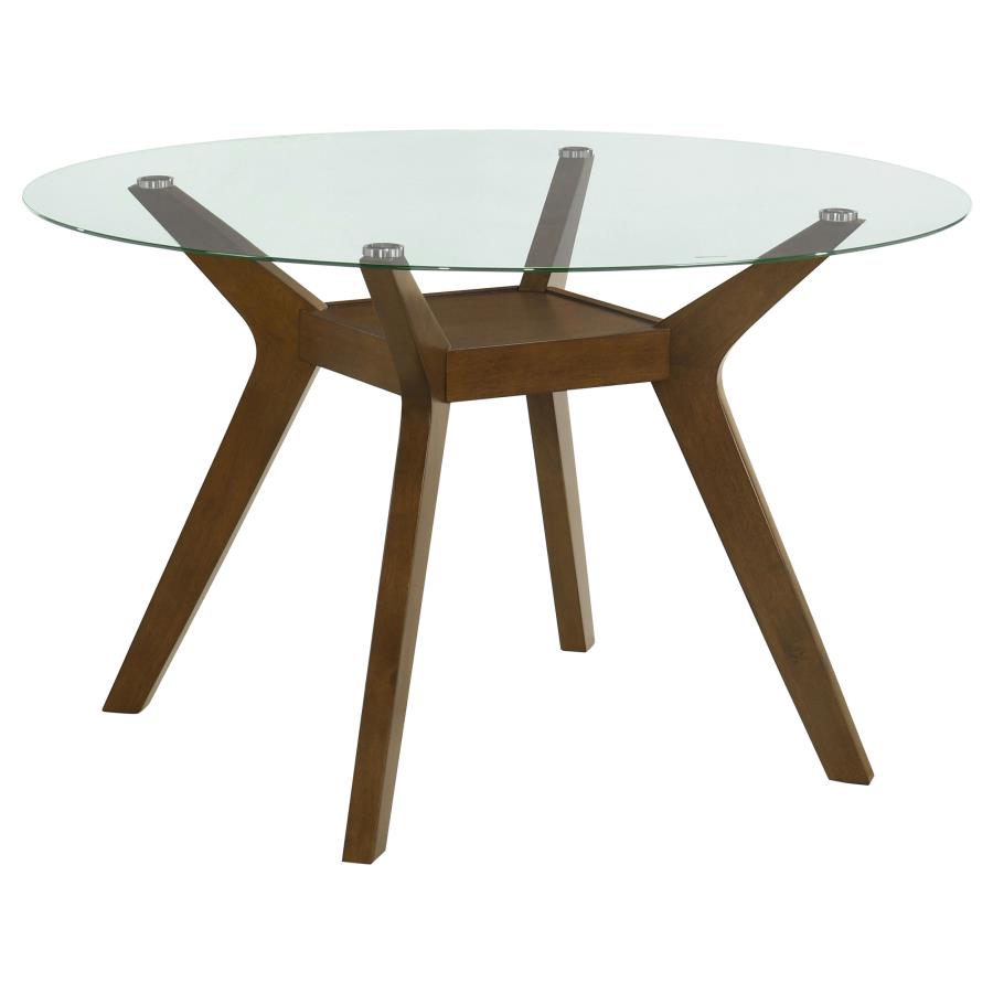 Paxton Round 48-inch Glass Top Wood Dining Table Brown - 122180BG